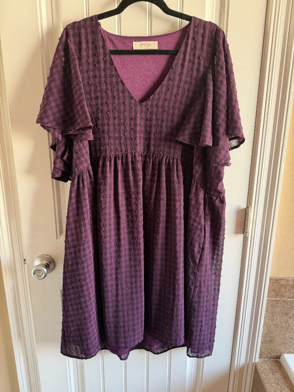 A Beautiful Soul Textured Swiss Dot Babydoll Dress (Altar'd State/Arula) Size C